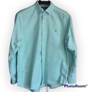 Vineyard Vines, (M) Mens, (L) Large, Light Green Slim Fit Tucker Shirt, Oxford